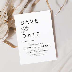 Elegant Save the Date White Black Minimalist