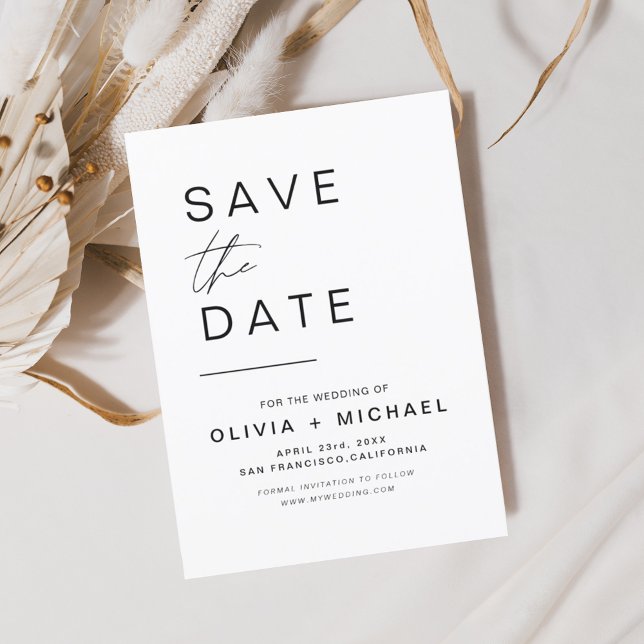 Elegant Save the Date White Black Minimalist (Creator Uploaded)