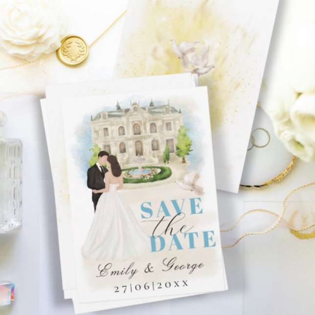 Elegant Save the Date with Bride and Groom Venue Invitation (Creator Uploaded)