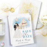 Elegant Save the Date with Bride & Groom Piano Invitation<br><div class="desc">Announce your special day with our Elegant Save the Date card. Featuring a romantic illustration of the Bride and Groom at a classic Piano with a charming two graceful doves, this design sets the perfect tone for your wedding. The reverse side showcases a luxurious gold background with additional doves, symbolizing...</div>