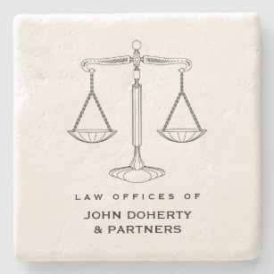 Elegant Scales of Justice   Law Gifts Stone Coaster