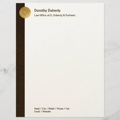 Elegant Scales of Justice  LAW OFFICE Letterhead