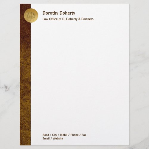 Elegant Scales of Justice LAW OFFICE Letterhead