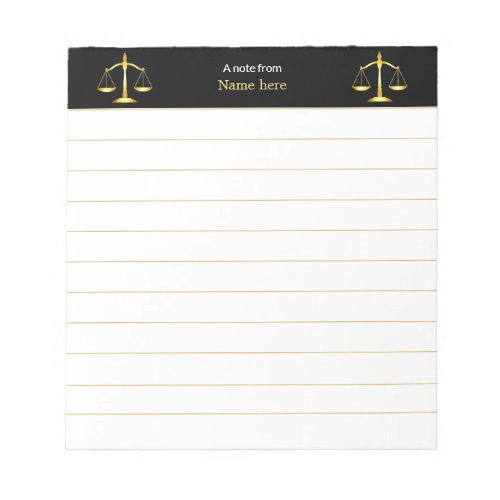 Elegant Scales of Justice Lined Notepad