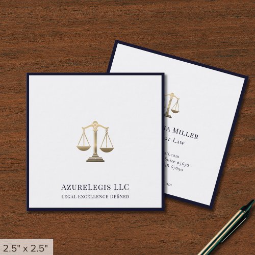 Elegant Scales of Justice Logo Square Business Card