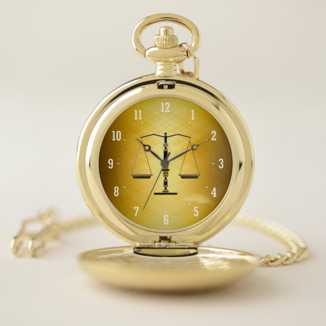 Elegant Scales of Justice Symbol | Best Gifts Pocket Watch (Inside)