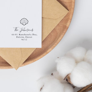 Elegant Scallop Shell Nautical Return Address Rubber Stamp