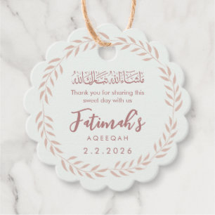 Elegant Scalloped Islamic Aqiqah Baby Girl Favor Tags