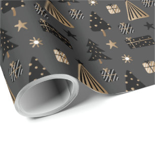 Elegant Scandi Christmas Gold & Black Wrapping Pap Wrapping Paper