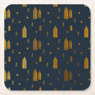 Elegant Scandinavian Christmas Square Paper Coaster