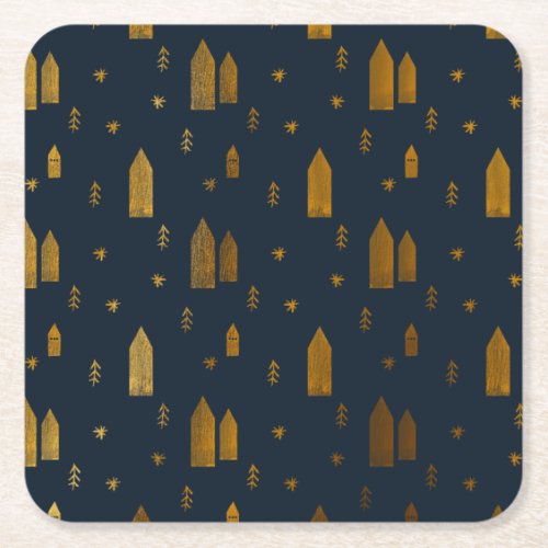 Elegant Scandinavian Christmas  Square Paper Coaster