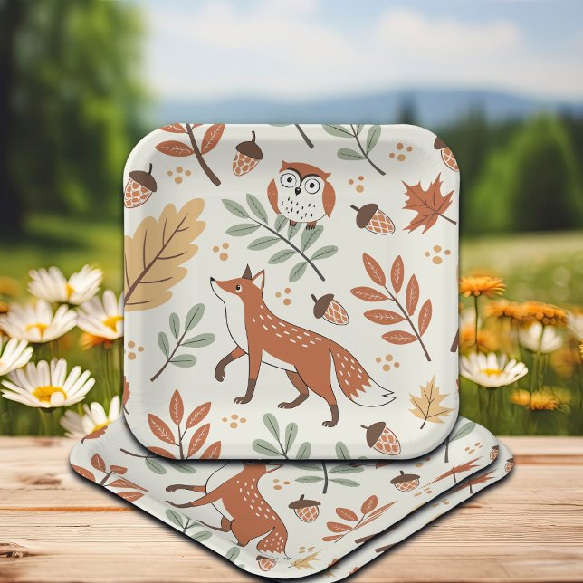 Elegant Scandinavian Fall Pattern Paper Plates (Creator Uploaded)