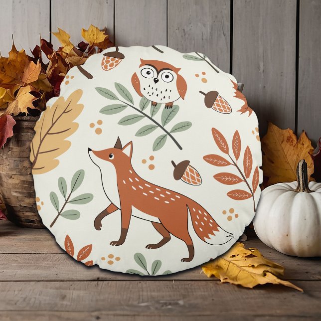 Elegant Scandinavian Fall Pattern Round Pillow (Creator Uploaded)