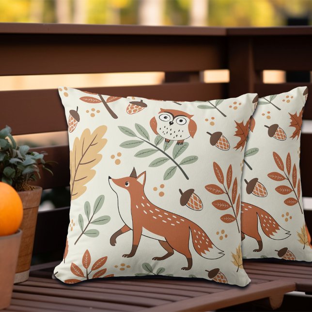 Elegant Scandinavian Fall Pattern Throw Pillow (Creator Uploaded)