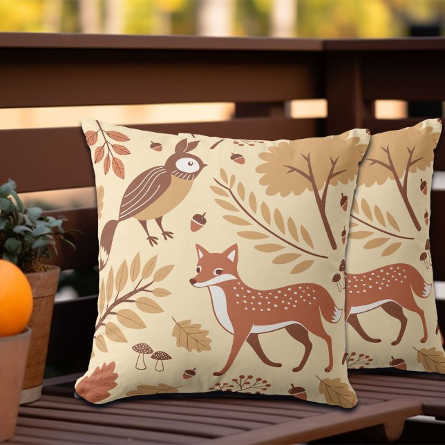 Elegant Scandinavian Fall Pattern Throw Pillow (Creator Uploaded)