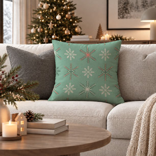 Elegant Scandinavian Snowflake Accent Throw Pillow