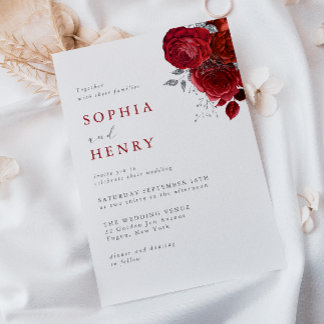 Elegant Scarlet Bloom Wedding Invitation