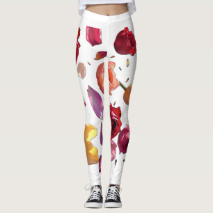 Elegant Scattered Floral Petal Leggings   Modern 