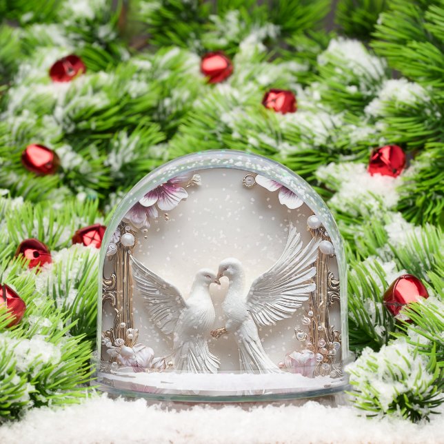 Elegant Scene of White Doves Snow Globe (Christmas)
