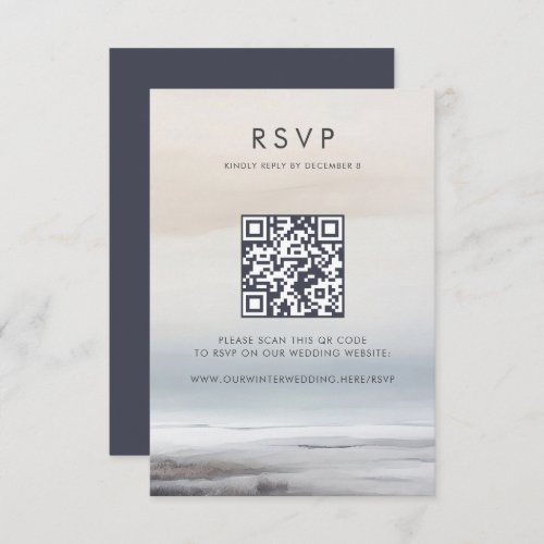 Elegant Scenic Landscape Winter Wedding QR Code RSVP Card