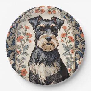 Elegant Schnauzer William Morris Inspired Floral Paper Plates