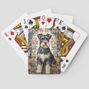 Elegant Schnauzer William Morris Inspired Floral Poker Cards