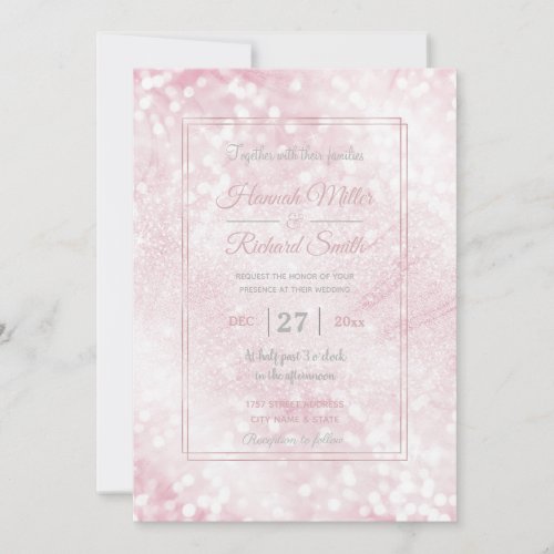 Elegant Scintillant Pink Glitter bokeh Sparkles Invitation