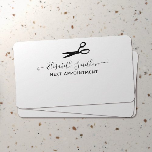     Elegant Scissors Hair Stylist Next Appointment Business Card