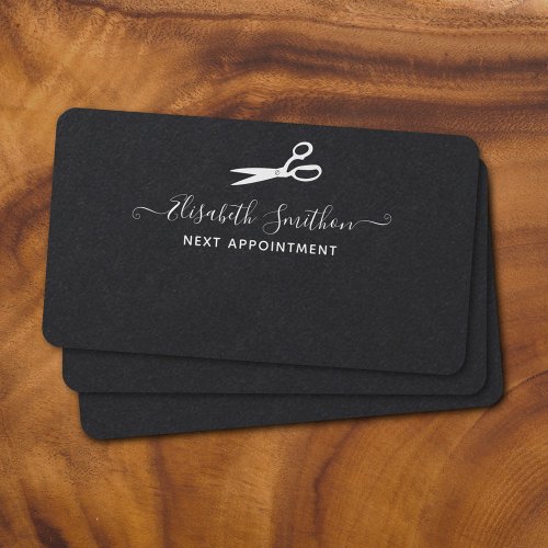     Elegant Scissors Hair Stylist Next Appointment Business Card