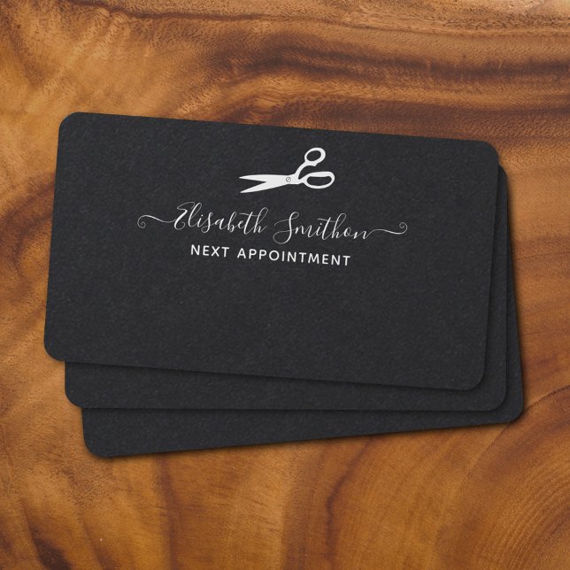     Elegant Scissors Hair Stylist Next Appointment Business Card (Creator Uploaded)