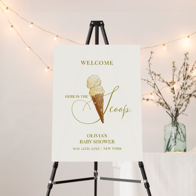 Elegant Scoop Ice Cream Baby Shower Welcome Sign (In Situ (Stand))
