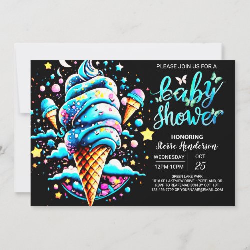 Elegant Scoop Ice Cream Boy Baby Shower Invitation