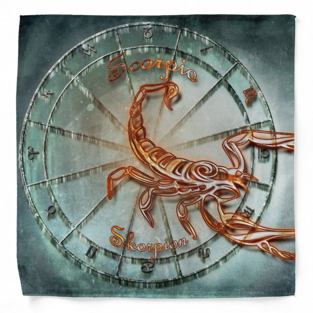 Elegant Scorpio Gold Zodiac Astrology Sign Bandana (Front)