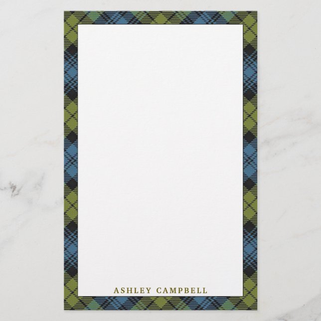 Elegant Scottish Campbell Tartan Plaid Stationery (Front)