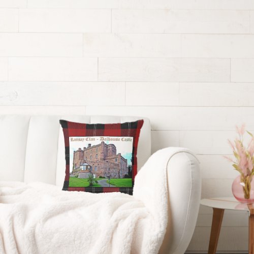 Elegant Scottish Ramsay Clan Castle Tartan Throw Pillow