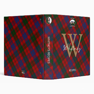 Elegant Scottish Ross Tartan Monogram Name Recipe 3 Ring Binder