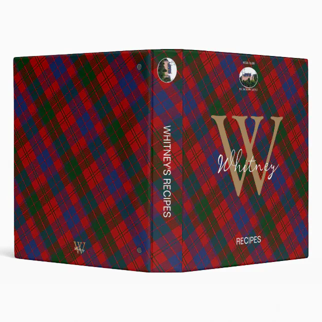 Elegant Scottish Ross Tartan Monogram Name Recipe 3 Ring Binder | Zazzle