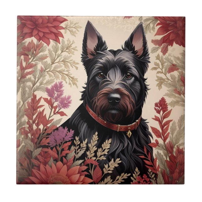Elegant Scottish Terrier Dog Portrait  Ceramic Tile (Front)