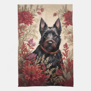 Elegant Scottish Terrier Dog Portrait  Kitchen Towel