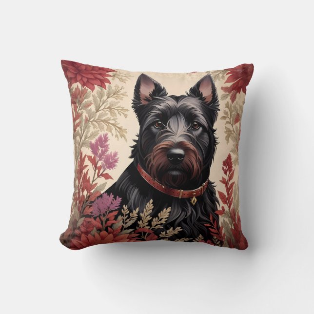 Elegant Scottish Terrier Dog Portrait  Throw Pillow (Front)