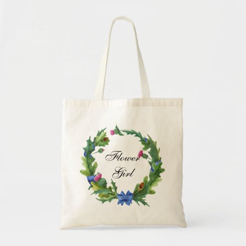 Elegant Scottish Thistle Floral Flower Girl Tote Bag