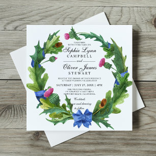 Elegant Scottish Thistle Floral Wedding Invitation