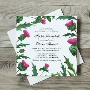 Elegant Scottish Thistle Floral Wedding Invitation