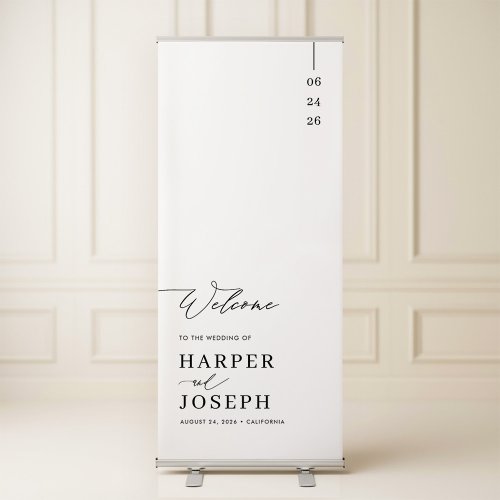 Elegant Scrip Wedding Welcome Retractable Banner