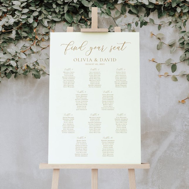 Elegant Script 10 Tables Welcome Seating Chart Foam Board (Creator Uploaded)