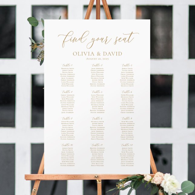 Elegant Script 12 Tables Welcome Seating Chart Foam Board (Creator Uploaded)