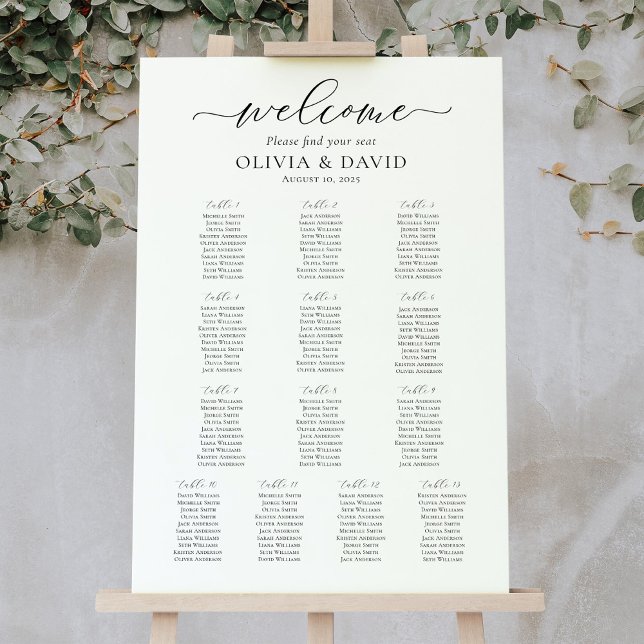 Elegant Script 13 Tables Welcome Seating Chart (Creator Uploaded)