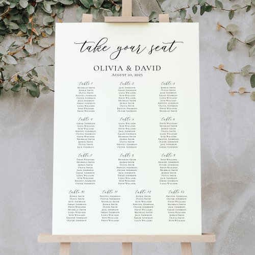 Elegant Script 13 Tables Welcome Seating Chart Foam Board