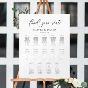 Elegant Script 14 table Seating Chart Foam Board