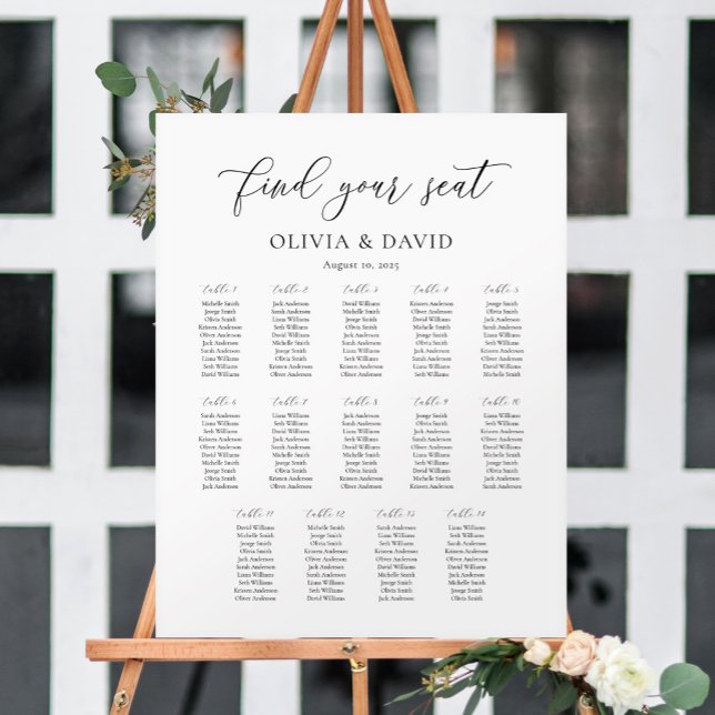 Elegant Script 14 table Seating Chart Foam Board (Creator Uploaded)